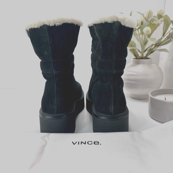 Vince Bellingham Platform Suede Shearling Snow Booties Black Women's 7M NWOB - Picture 4 of 9